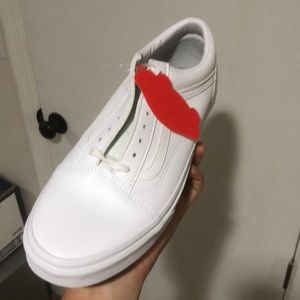 All white leather vans never worn
